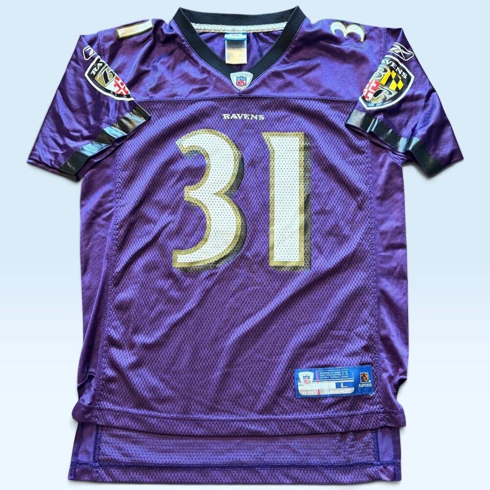 Vintage Baltimore Ravens Jersey Boys L 14/16 NFL Football Jamal Lewis 31 Reebok